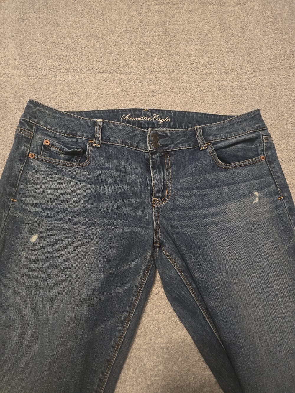 American Eagle Outfitters Women's Blue Stretch Mid-Rise Jeans